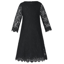 Grace Karin Children Kids Girls 3/4 Sleeve Round Neck Black Lace Flower Girl Dress CL010442-3